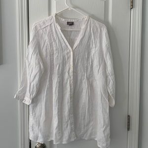 J.Jill white buttons down shirt blouse size M basic casual summer beach travel
